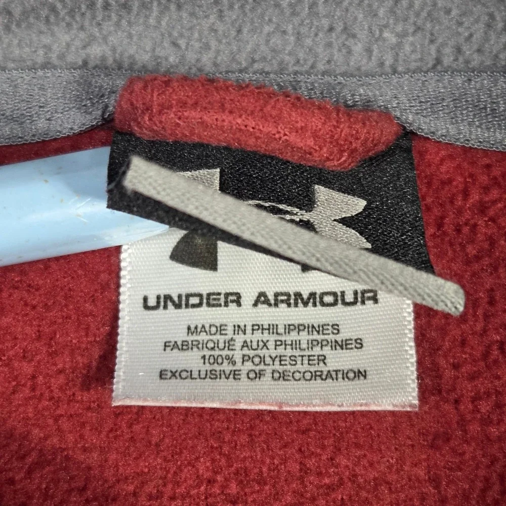 Under Armour Mens Red Fleece Full Zip Mock Neck Sweater M Athleisure Gym Workout